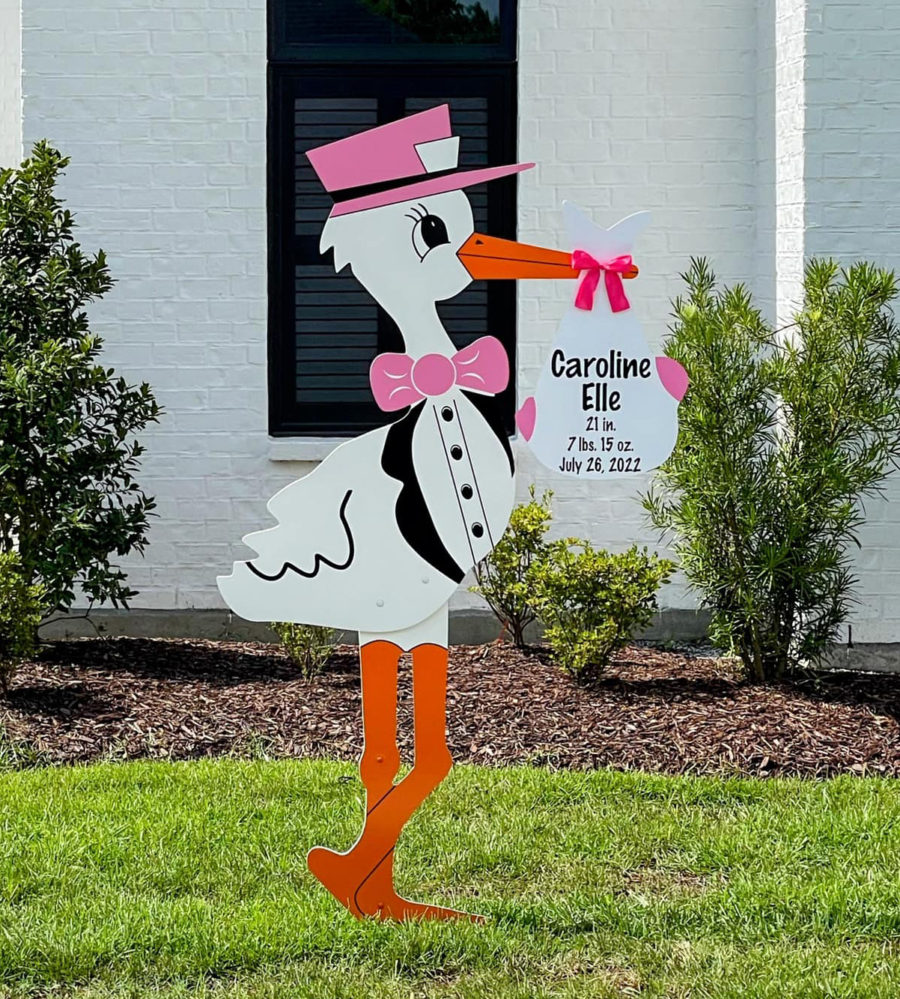 Blue/Pink Boy/Girl Stork Birth Announcement Yard Sign in Oakland